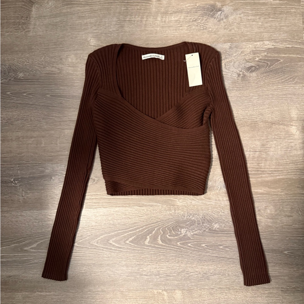 Abercrombie & Fitch Chocolate Ribbed Knit Top